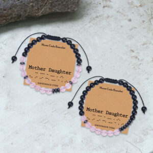 Mother And Daughter Gemstone Morse Code Bracelet