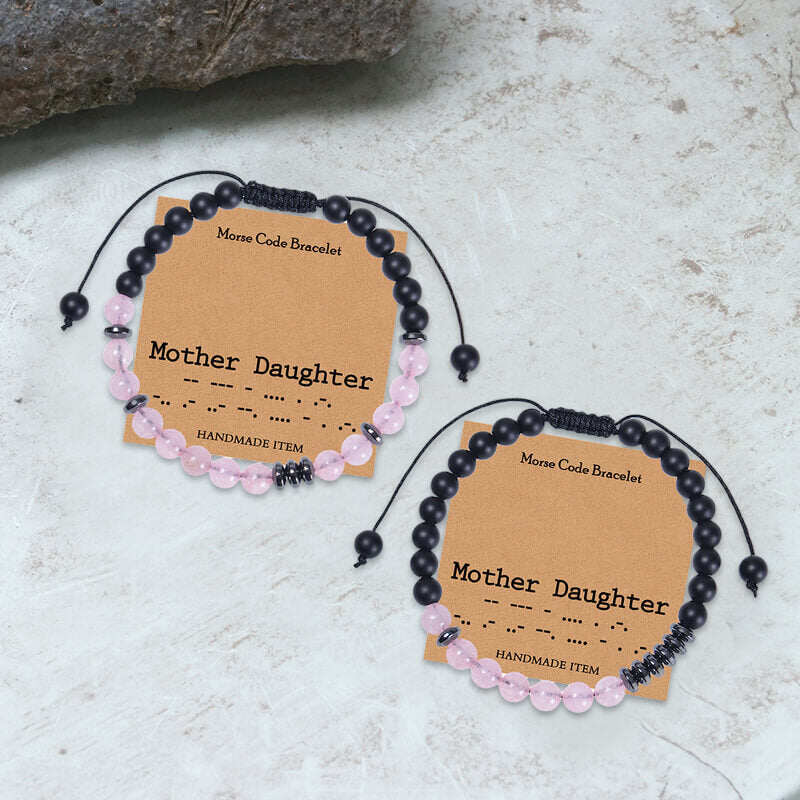 Mother And Daughter Gemstone Morse Code Bracelet