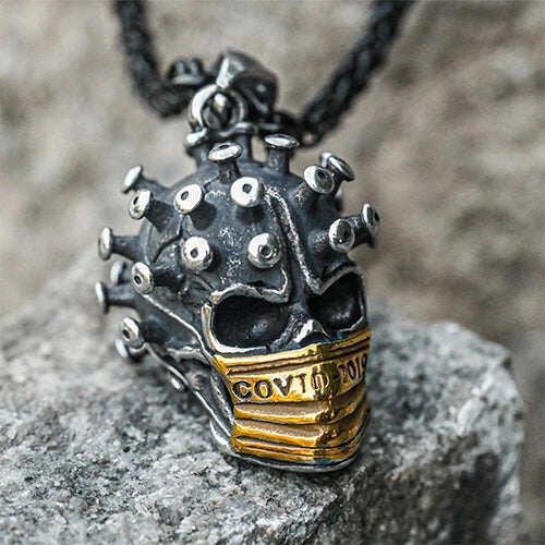 Inter-golden Gothic Crown Virus Skull Stainless Steel Pendant