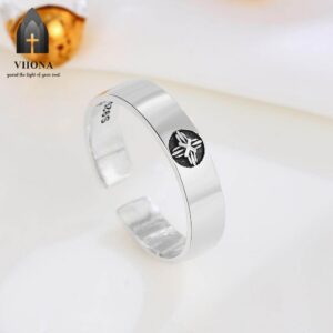 Viiona 925 Silver Vintage Distressed Cross Glossy Ring