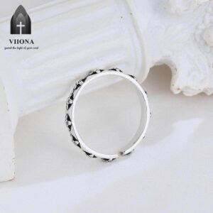 Viiona 925 Silver Vintage Cross Finger Ring