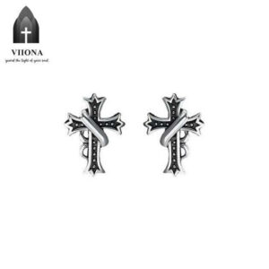 Viiona 925 Silver Vintage Cross Stud Earrings