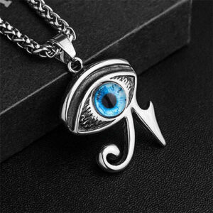 Vintage Blue Eye of Horus Stainless Steel Pendant