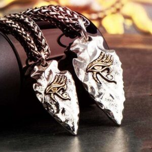 Eye of horus Stone Spear 925 Silver Pendant Necklace