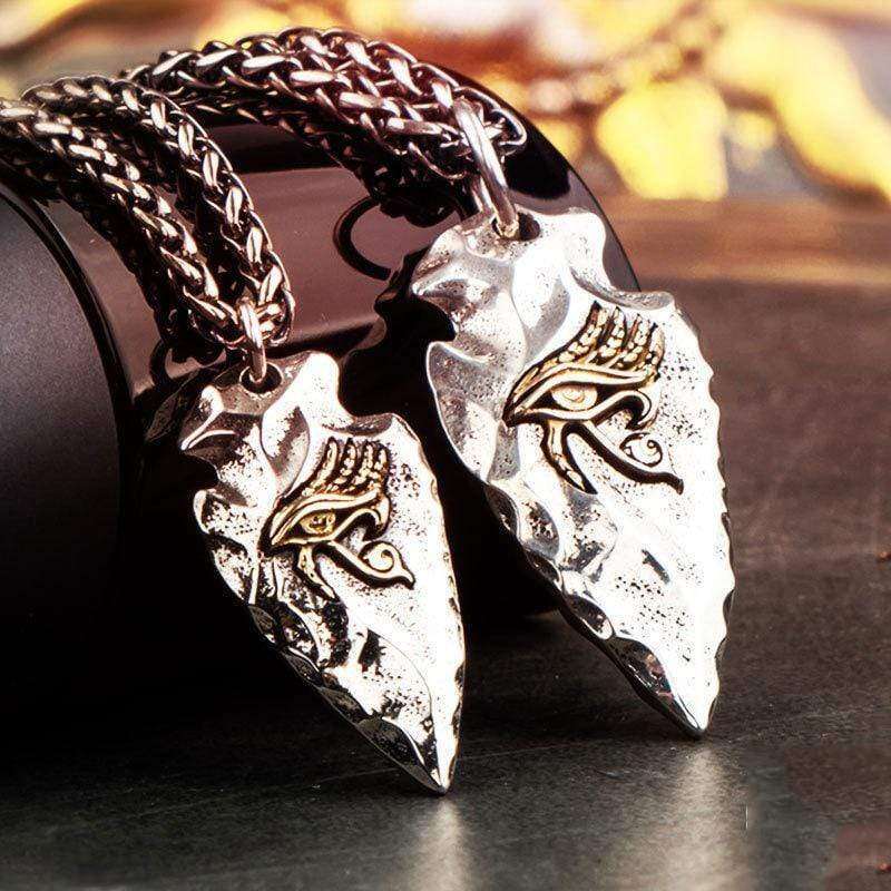 Eye of horus Stone Spear 925 Silver Pendant Necklace