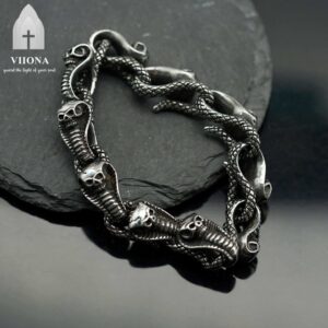 Viiona Stainless Steel Bracelet Skull Cobra Gesture Punk Style