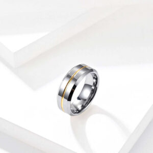 Titanium Ring with Gold IP Centre Groove