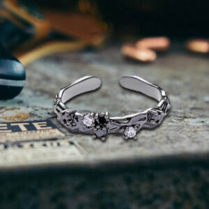 Simple Colorful Zircon Brass Open Ring