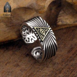 Viiona 925 Silver Eye Of Horus Jade Ring