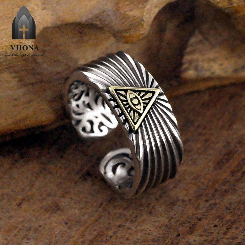 Viiona 925 Silver Eye Of Horus Jade Ring