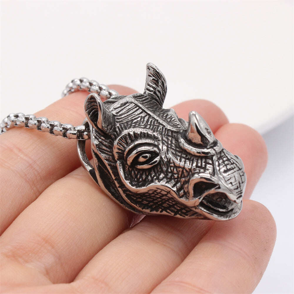 Rhinocerous Pendant - Stainless Steel - 350223
