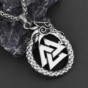 Viking Valknut w/Large Dragon Pendant - Necklace (306)
