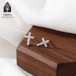 Viiona 925 Silver Premium Cross Stud Earrings
