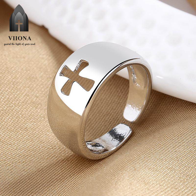 Viiona Personalized Simple Hollow Cross Ring