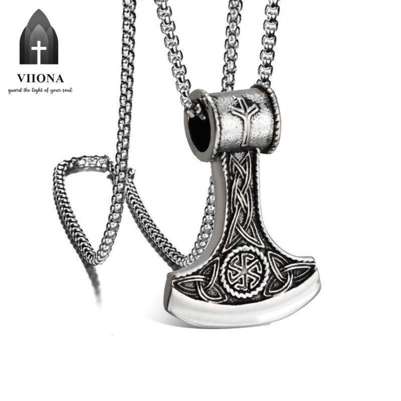 Viiona Viking Rune Amulet Ax Pendant Necklace