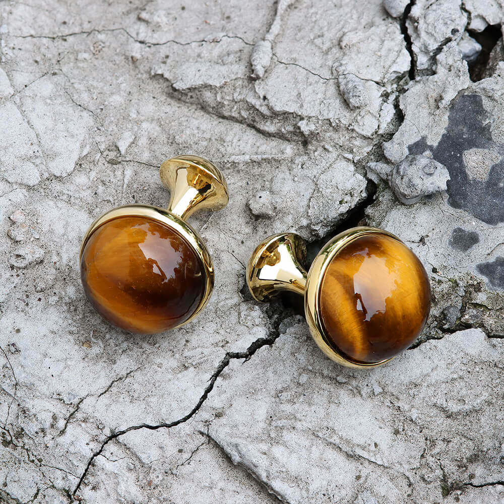 Tiger’s Eye Brass Gemstone Cufflinks