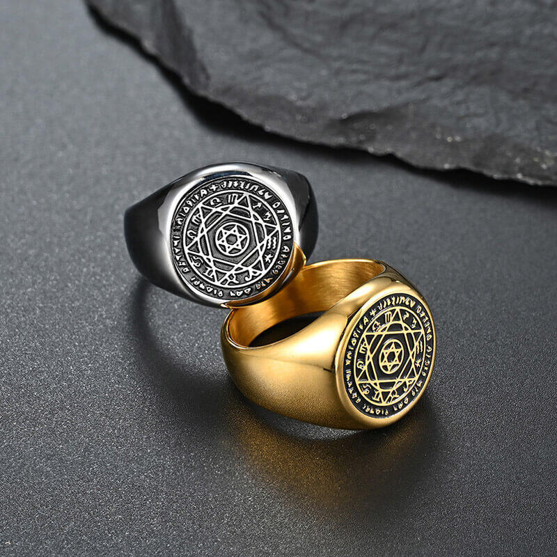 Hexagram 12 Zodiac Sign Stainless Steel Ring