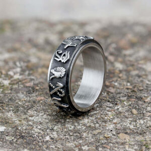 Egyptian Symbols Ankh Stainless Steel Spinner Ring