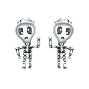 Alien Skeleton Earrings (Silver)