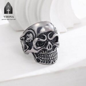 Viiona Titanium Steel Ghost Head Skull Punk Style Ring