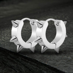 Punk Style Stainless Steel Spike Huggie Earrings