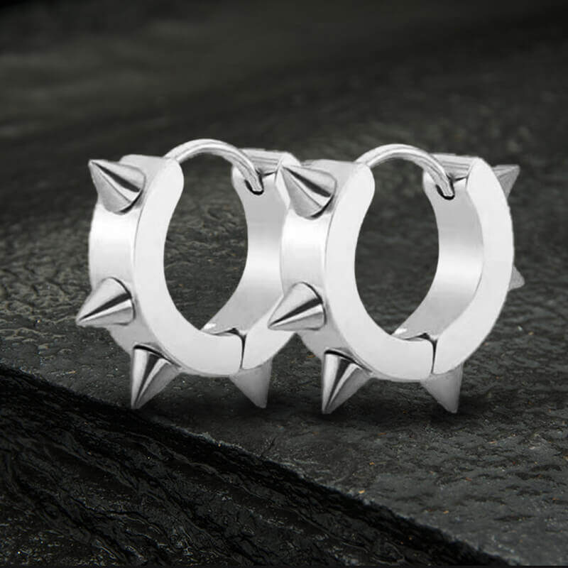 Punk Style Stainless Steel Spike Huggie Earrings