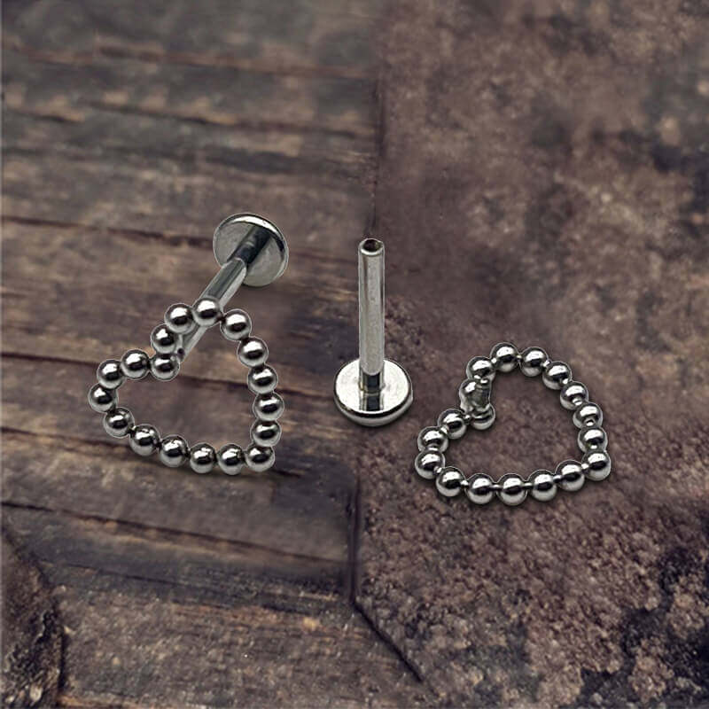 Heart Shaped Titanium Lip Ring Studs