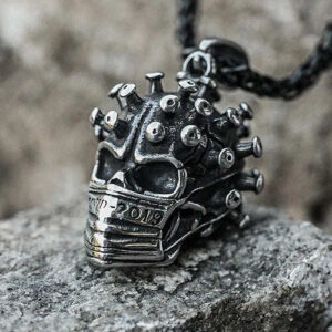 Silver Gothic Crown Virus Skull Stainless Steel Pendant