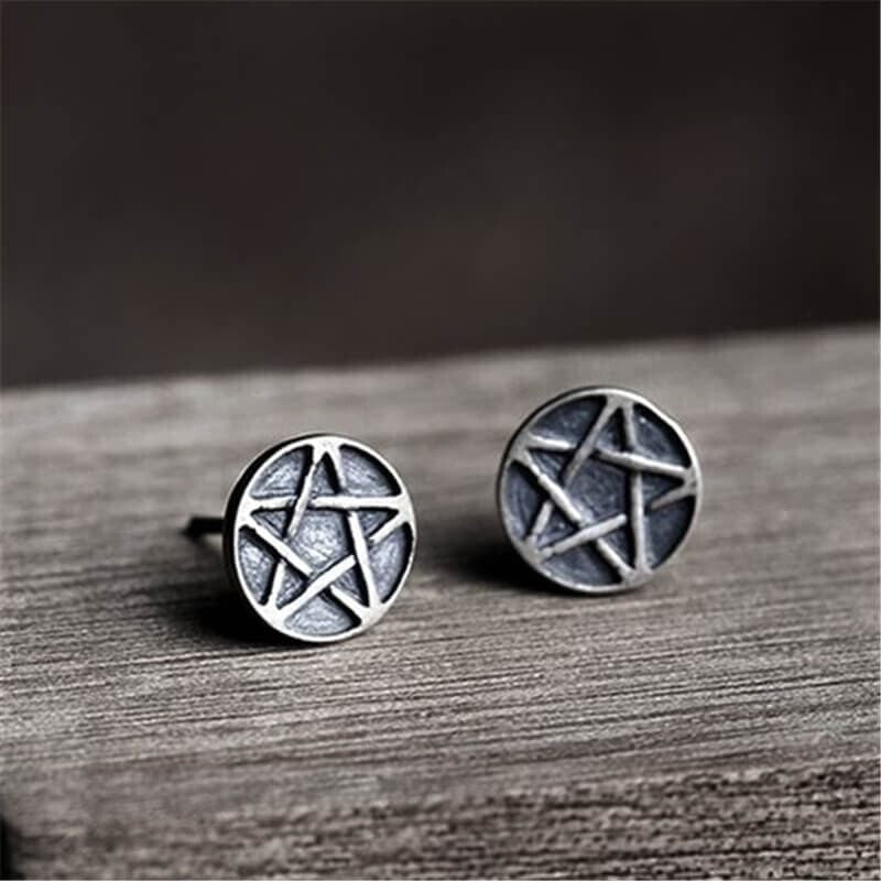 Pentacle Sterling Silver Stud Earrings