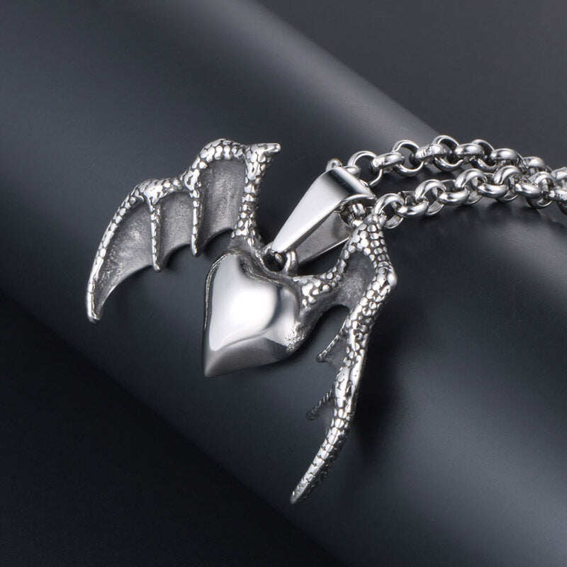 Steel Flying Heart Pendant - 170682