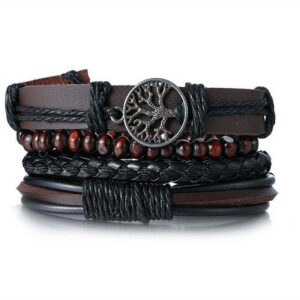 Skull Bracelet Yggdrasil Tree (Leather)