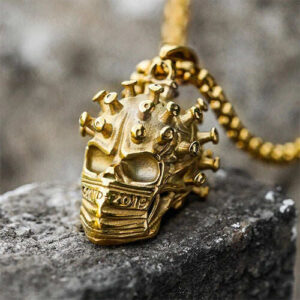 Gold Gothic Crown Virus Skull Stainless Steel Pendant