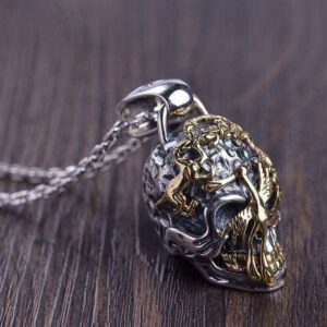 Yellow Teeth Skull Necklace (Steel)