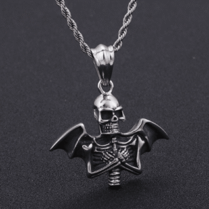 Vintage Punk Bat Skull Stainless Steel Pendant