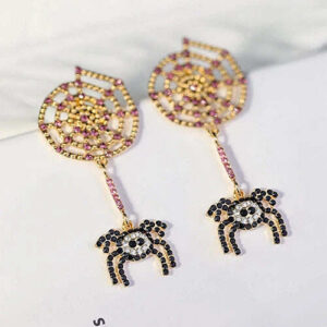 Halloween Spider and Spider Web Vintage Earrings