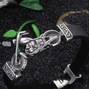 Skull Bracelet Motorcycle (Leather)