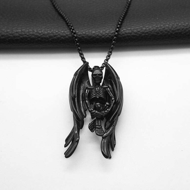 Black Angel of Death Pendant - Stainless Steel
