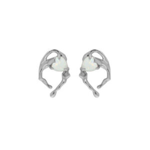 Heart-shaped Opal Irregular Design Sterling Silver Earrings