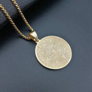 Mayan Sundial Memorial Virgin Stainless Steel Pendant